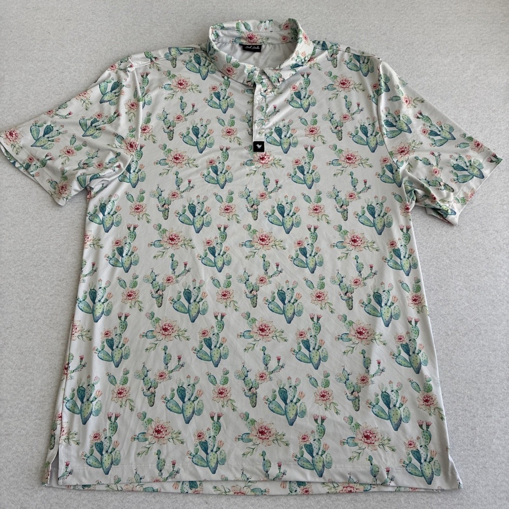 Bad Birdie Mens Cactus Golf Polo Shirt 3XL Performance Stretch Desert Southwest